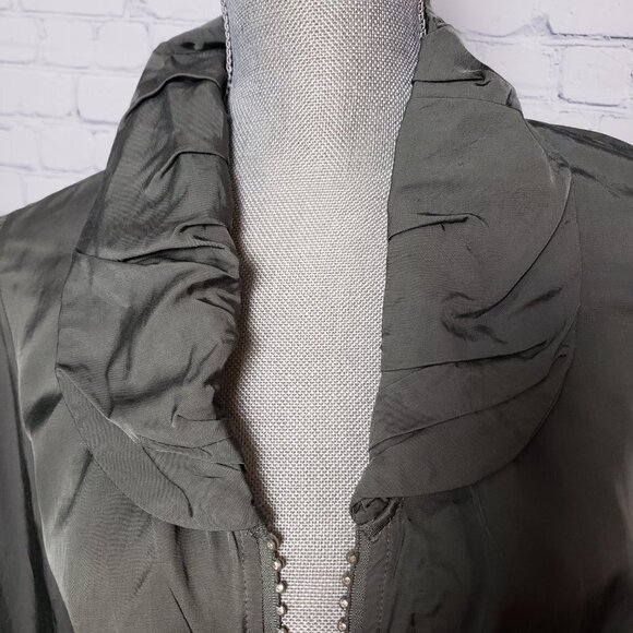 Ethyl Olive Green Ruched Jacket with crystal rhinestone zipper NWT size Large - Picture 7 of 14